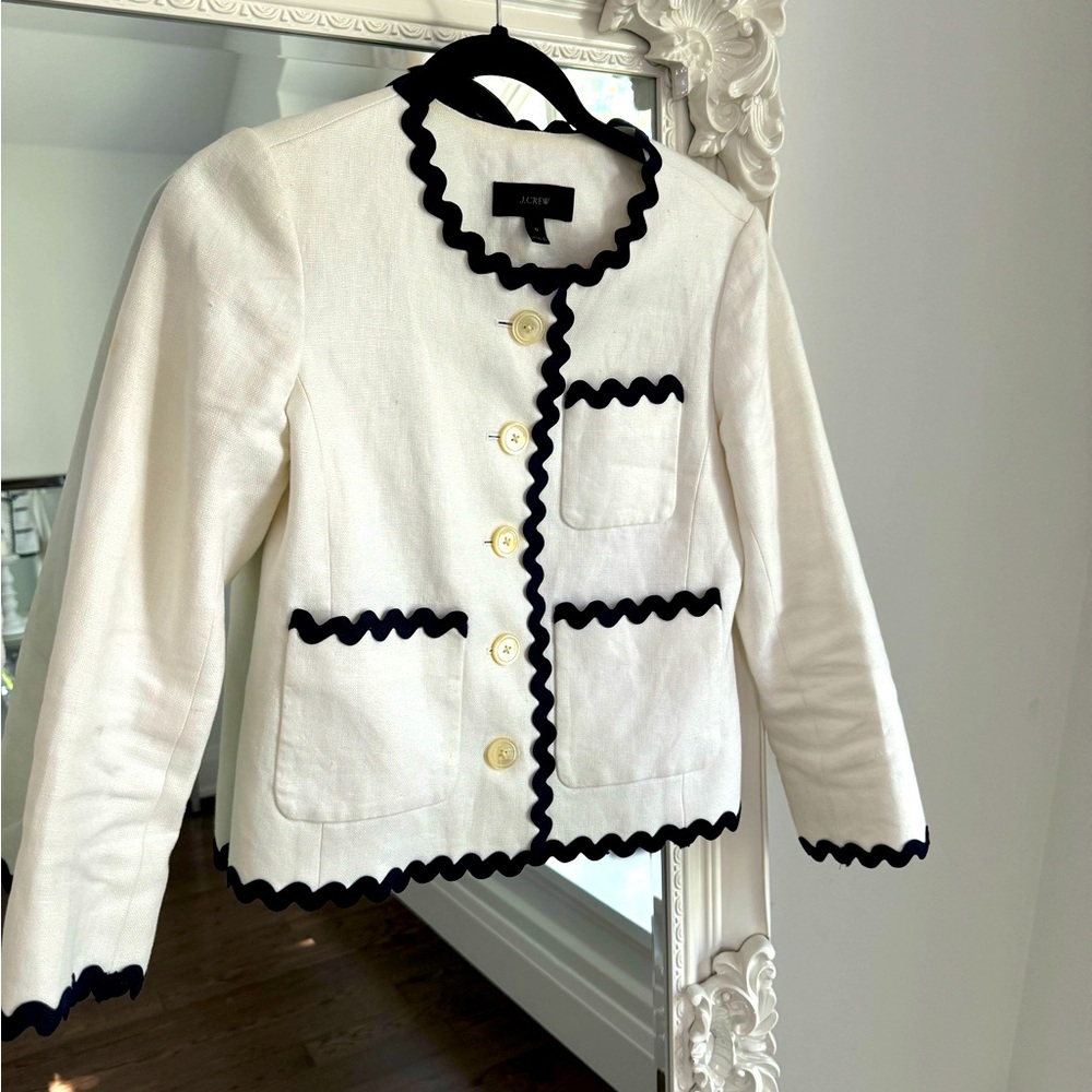 A  JCrew white linen blazer in size 0